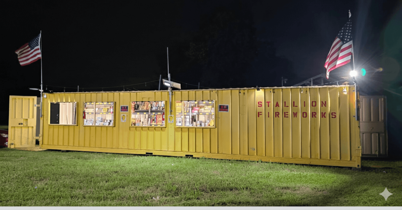 Stallion Fireworks Kennedale stand at night — 7782 Mansfield Hwy, Kennedale TX