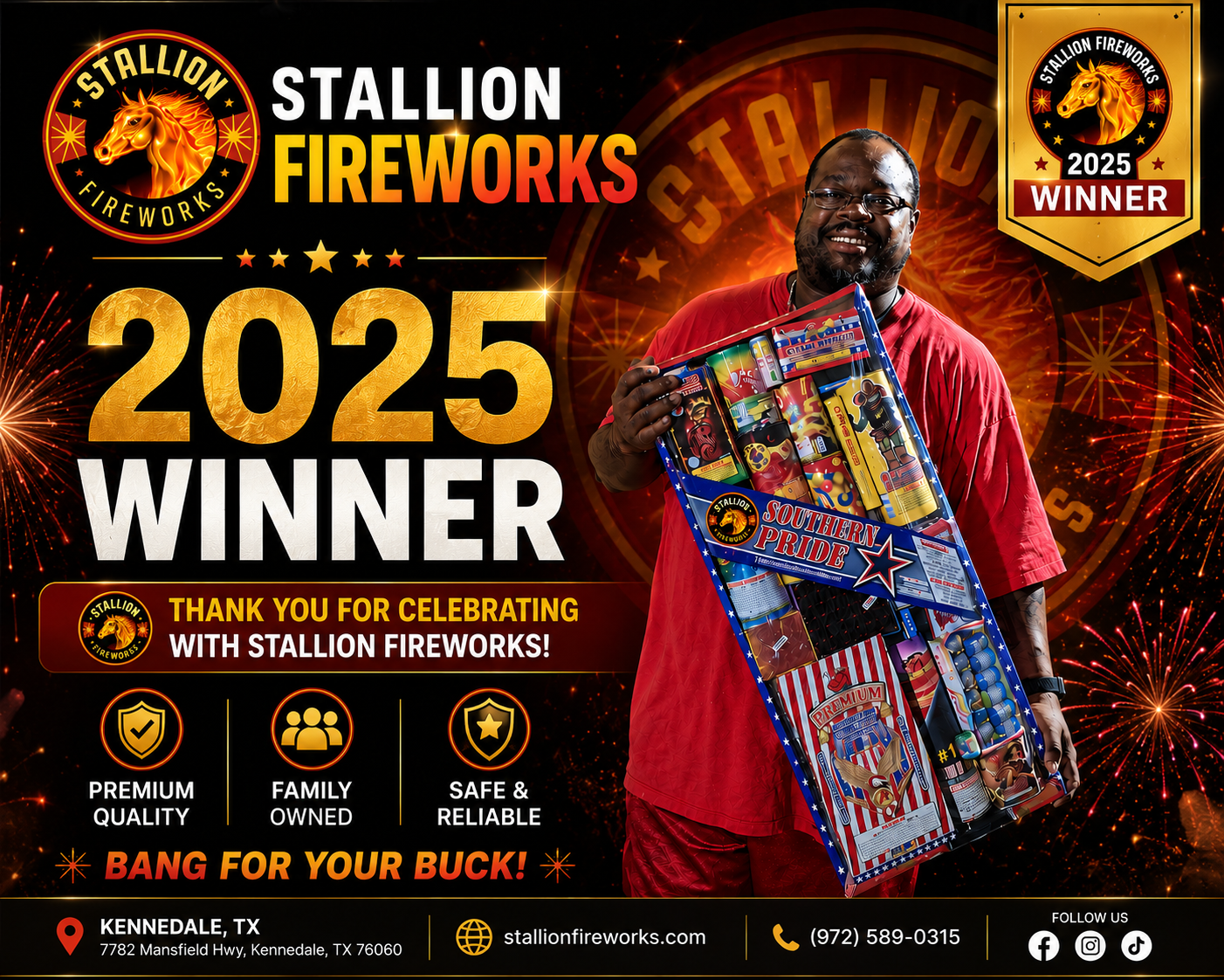 Stallion Fireworks 2025 giveaway winner